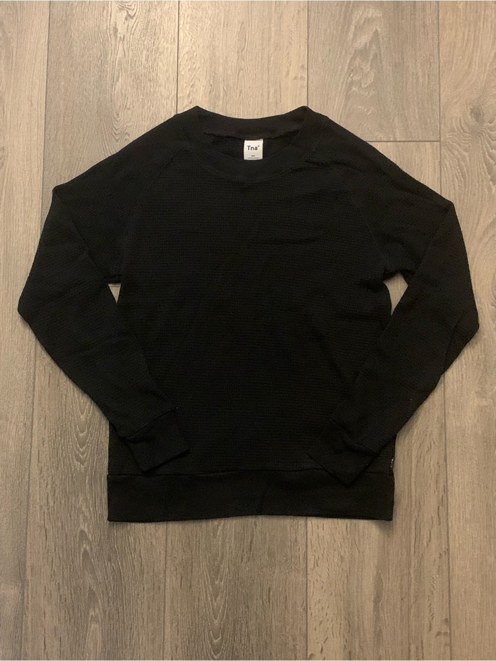 TNA Black Waffle-Knit Crewneck Sweater